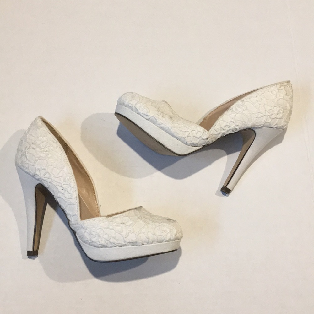 Call It Spring White Lace Platform High Heels